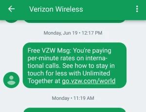 verizon how to text internationally.